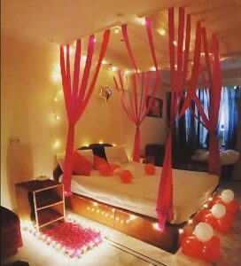 Aesthetic Room Decoration using streamers installation on ceilling.