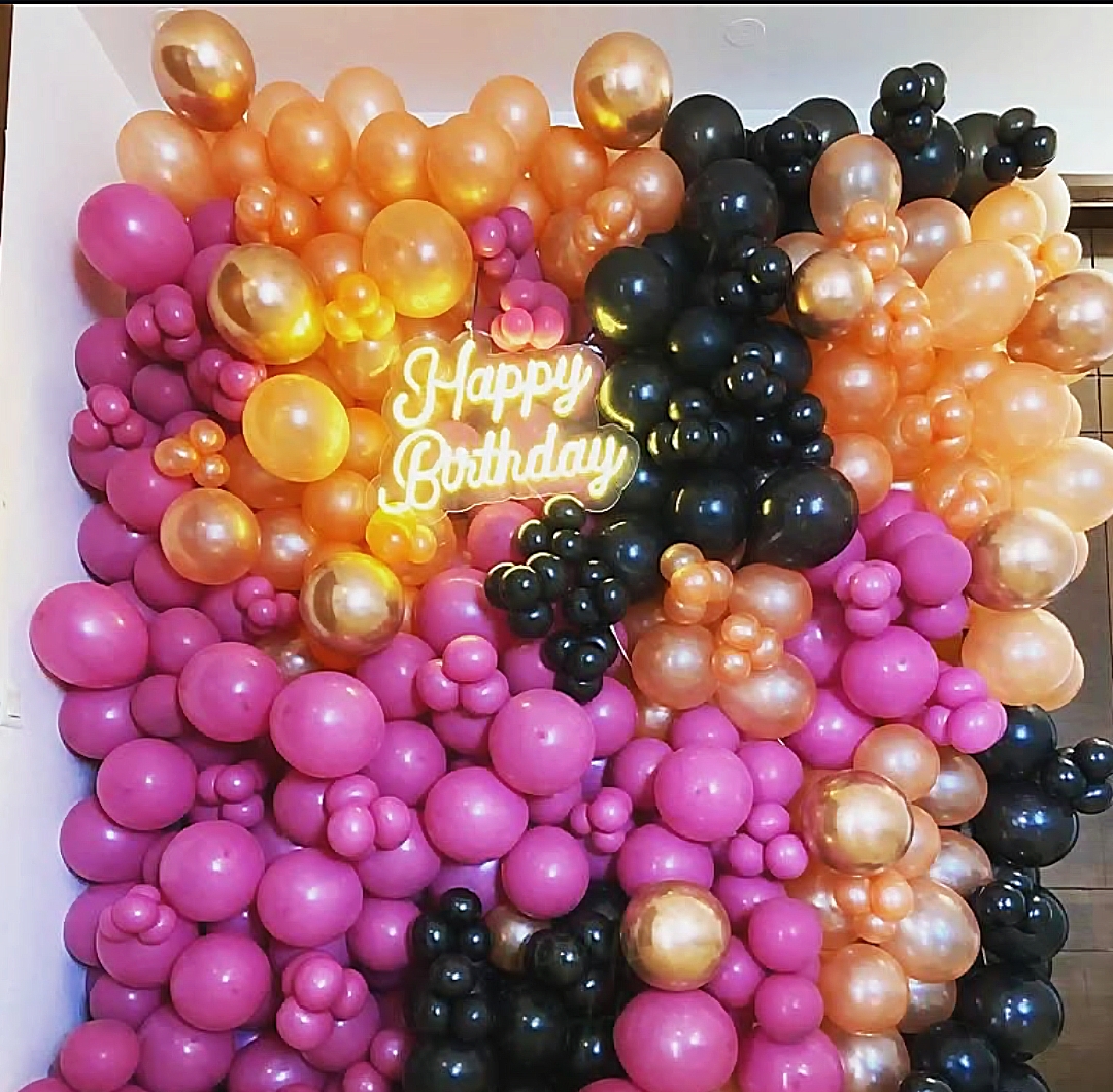 Happy birthday balloon art decoration.